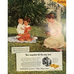 Kodak or Brownie Camera "Your Snapshots tell the story best"Vintage Print Ad '50